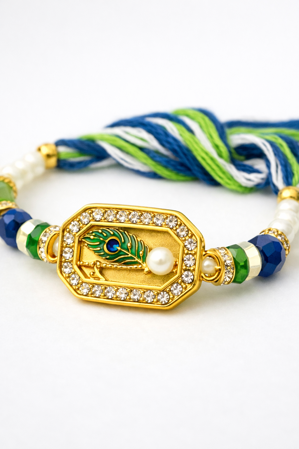 Peacock Grace Enamel Rakhi