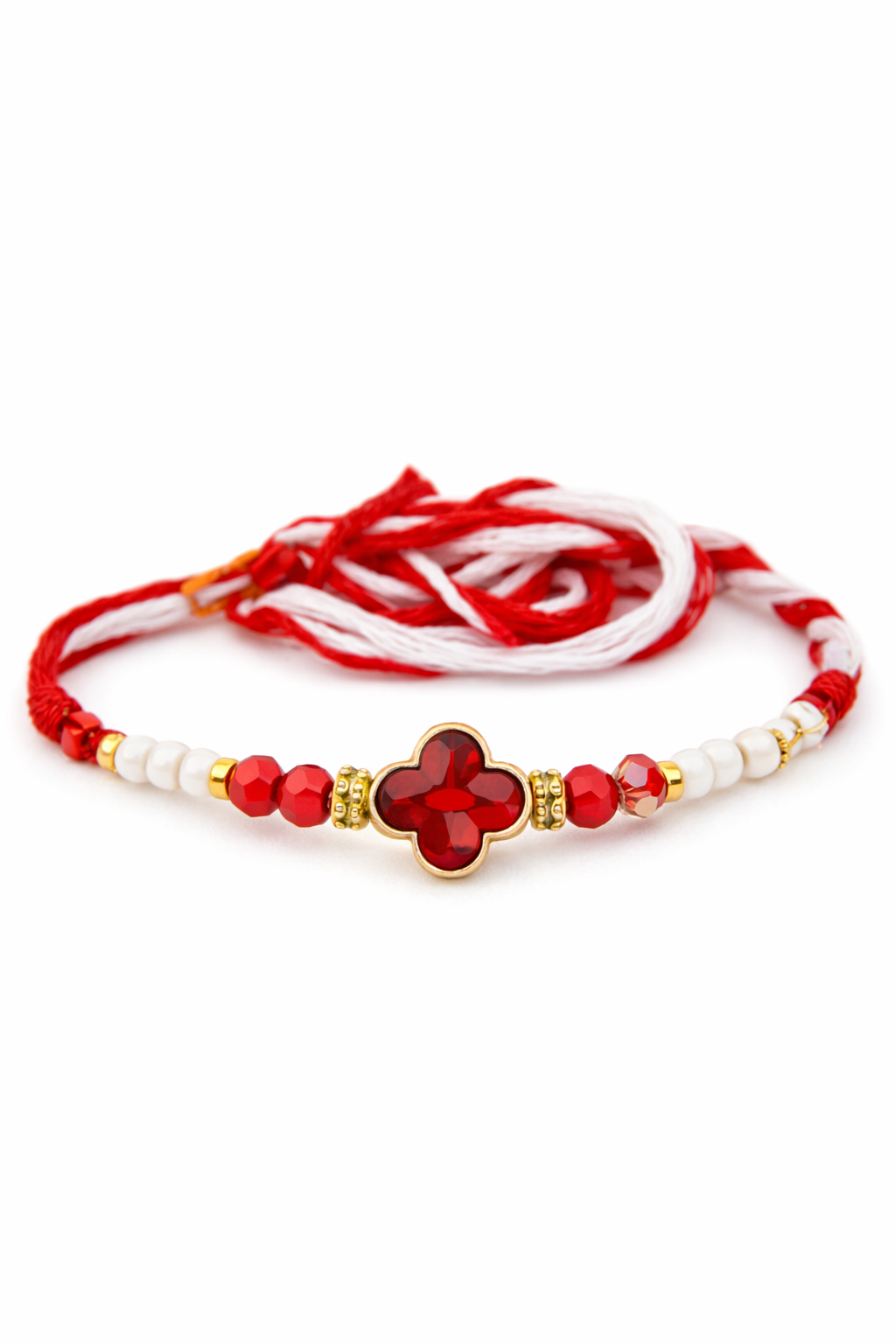 Red Floral Stone Rakhi