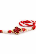 Red Floral Stone Rakhi