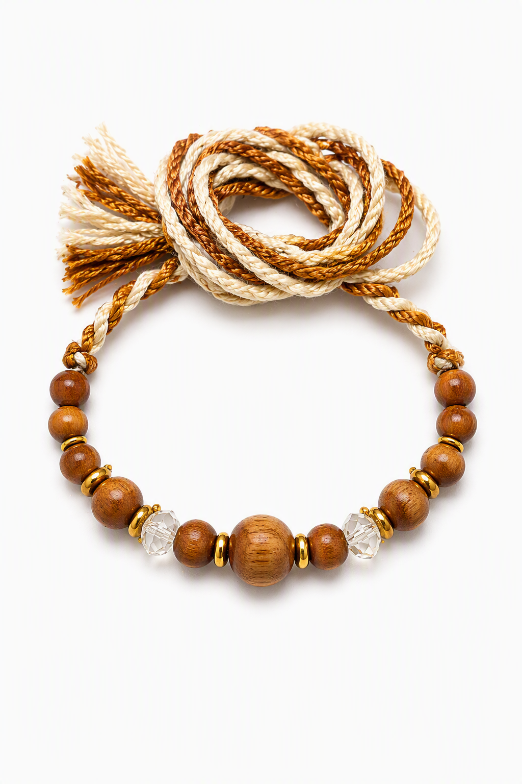 Natural Wood Crystal Beads Rakhi
