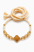 Golden Clover Crystal Rakhi