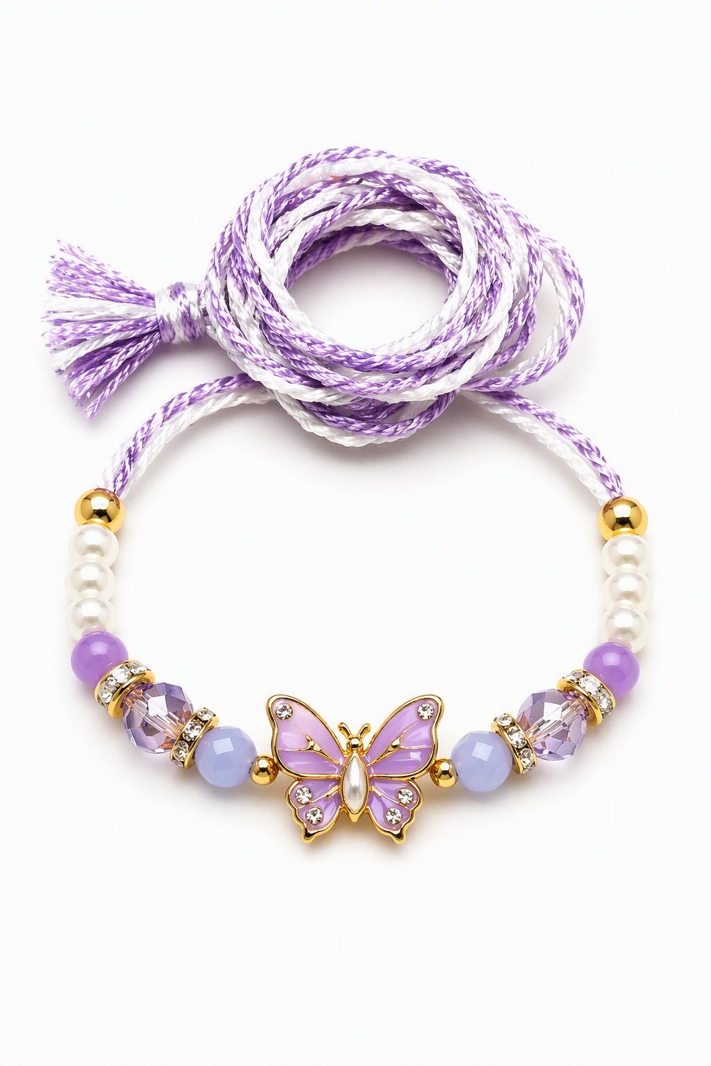 Lavender Butterfly Pearl Rakhi