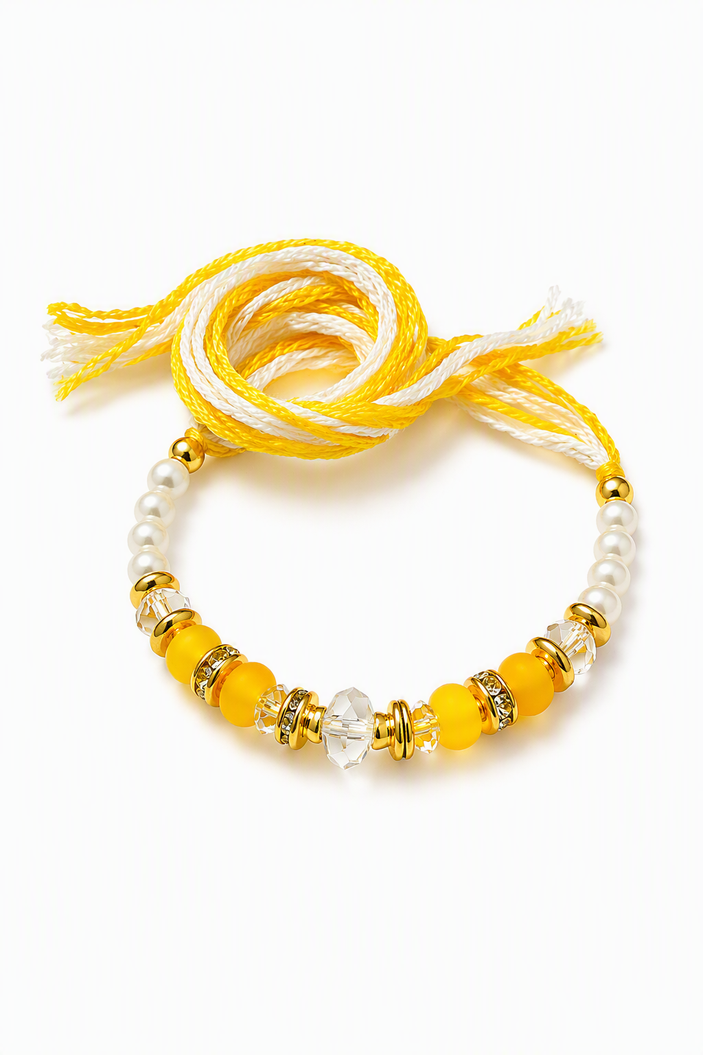 Sunshine Yellow Crystal Beads Rakhi