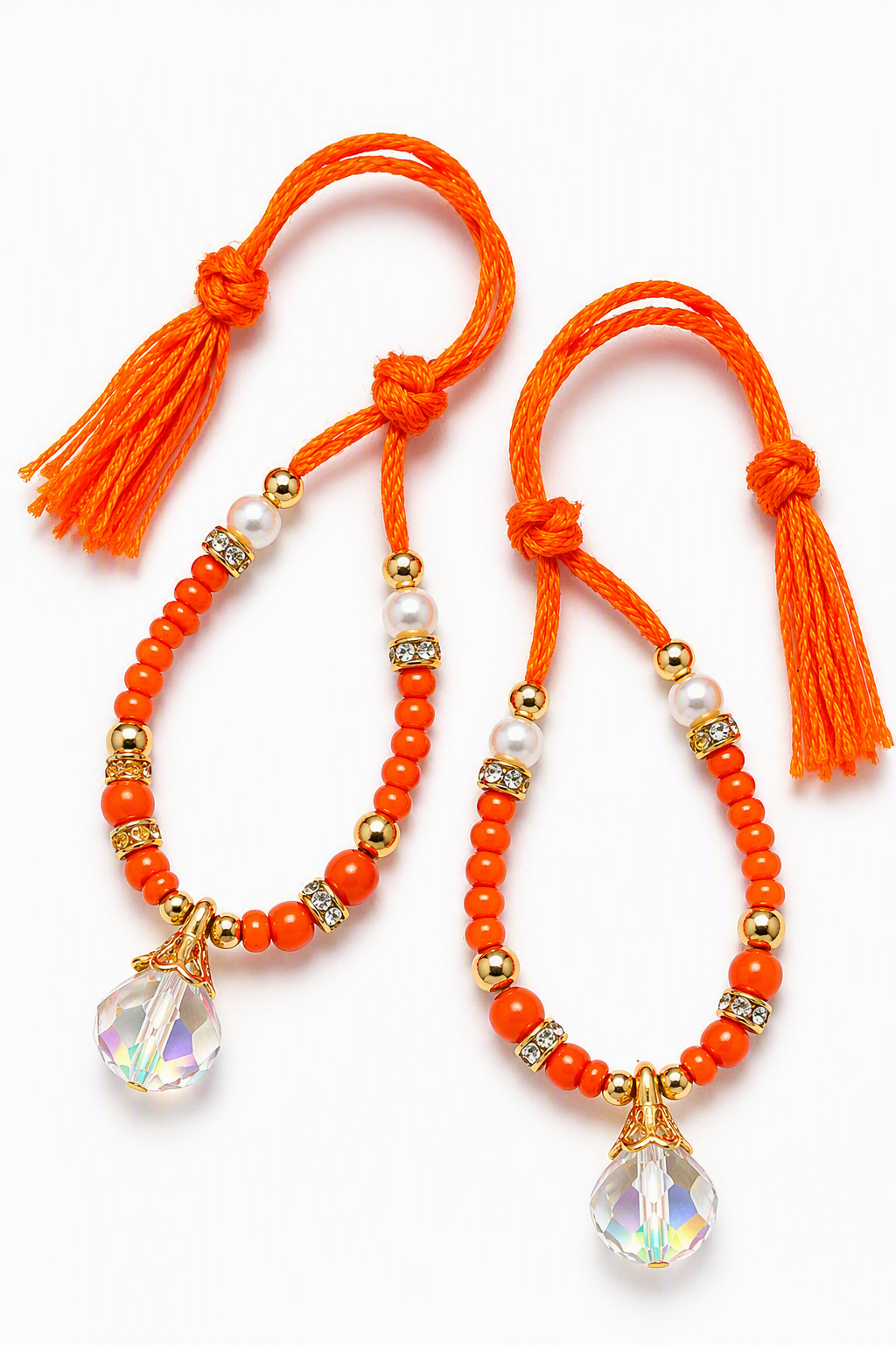 Orange Crystal Kids Rakhi Set