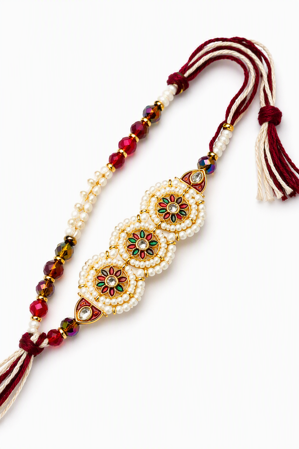 Royal Floral Pearl Designer Rakhi