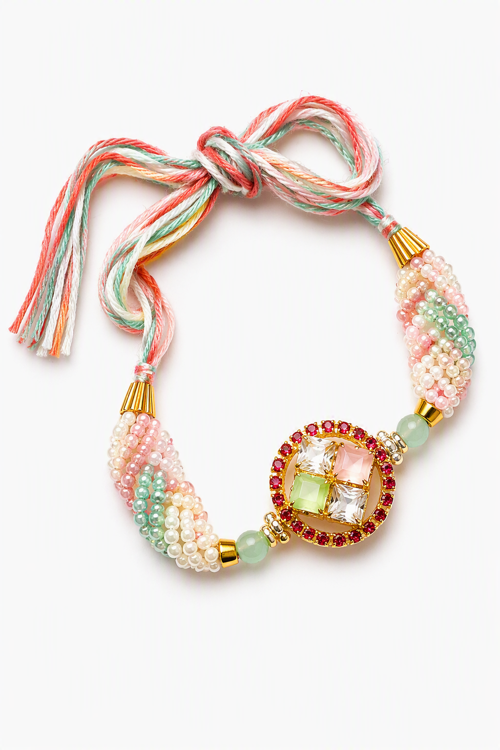 Pastel Pearl Crystal Designer Rakhi