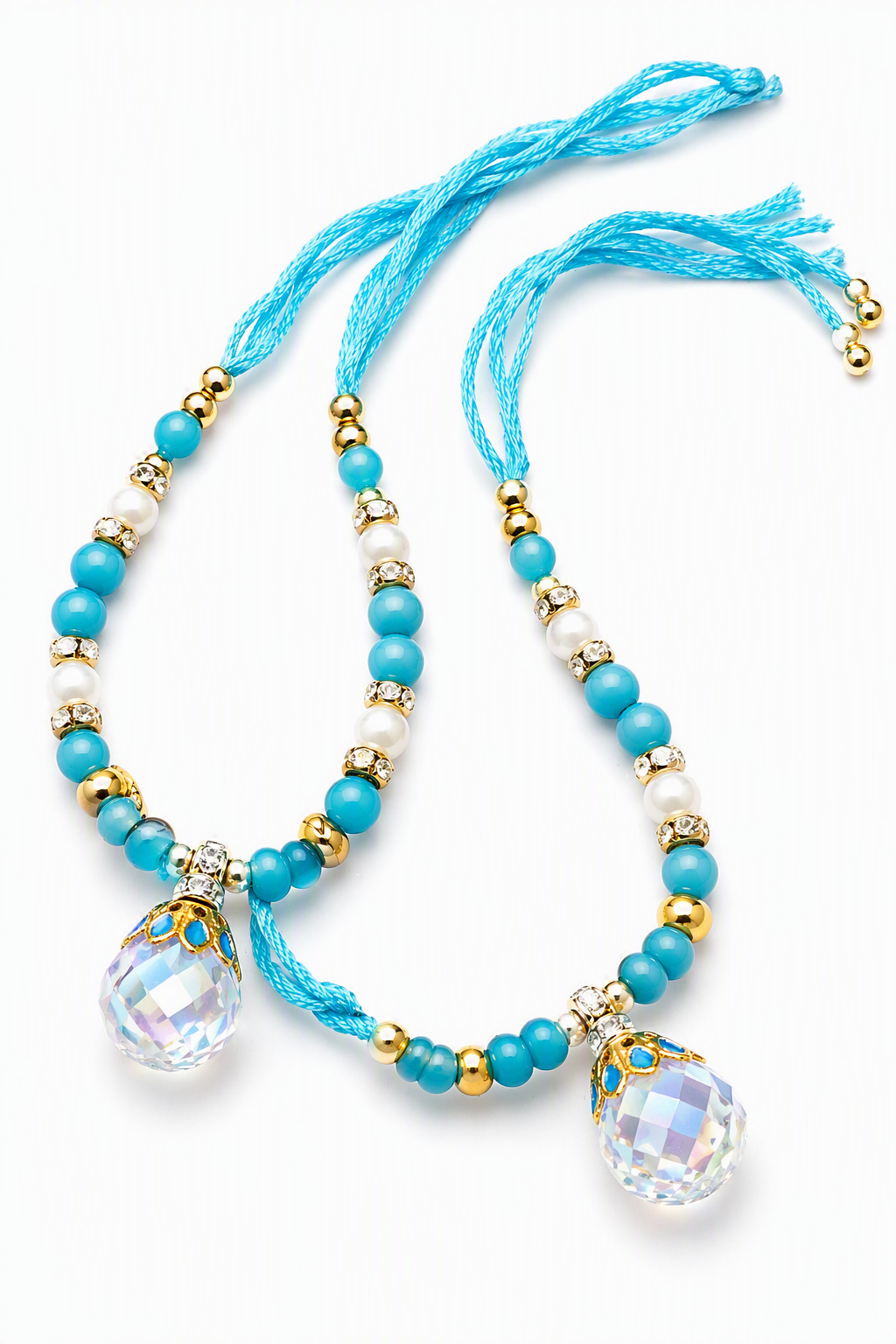 Aqua Crystal Twin Rakhi Set