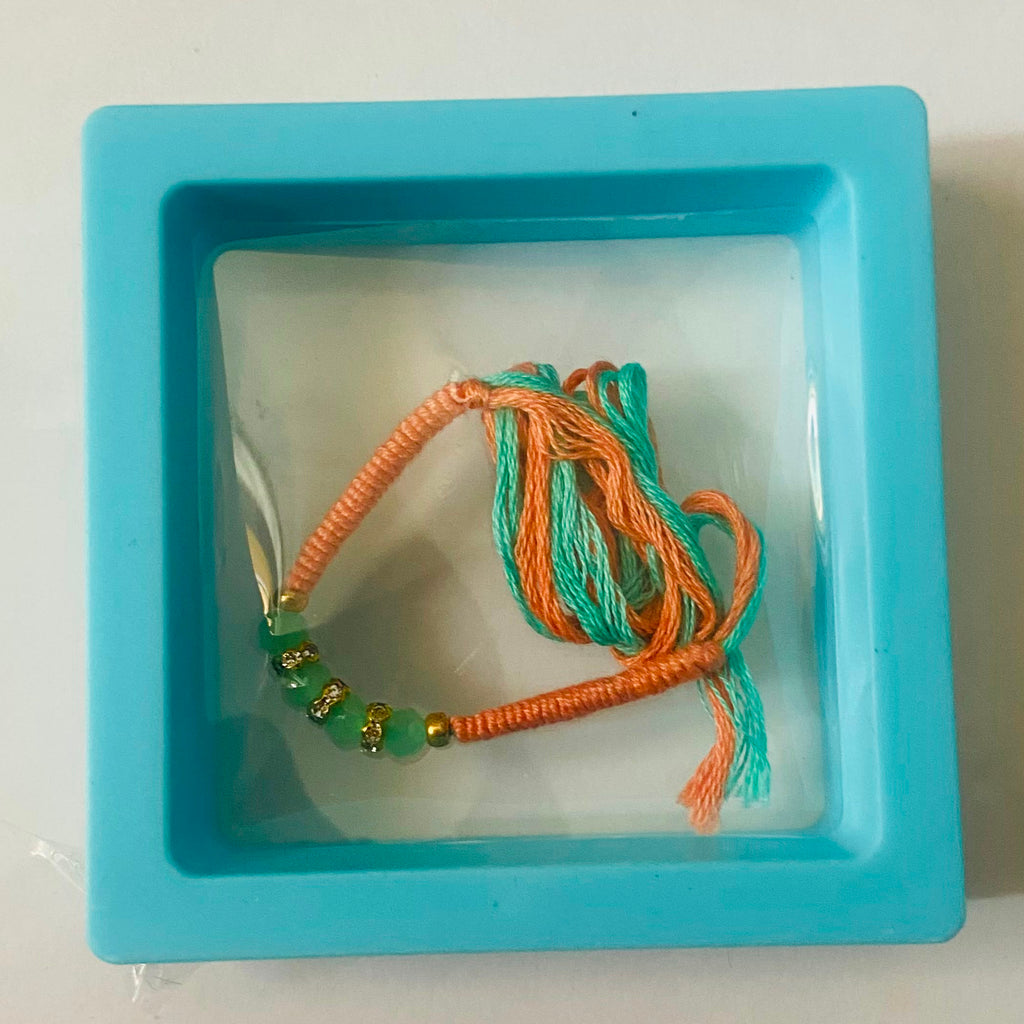 Mint Green Beads Traditional Rakhi