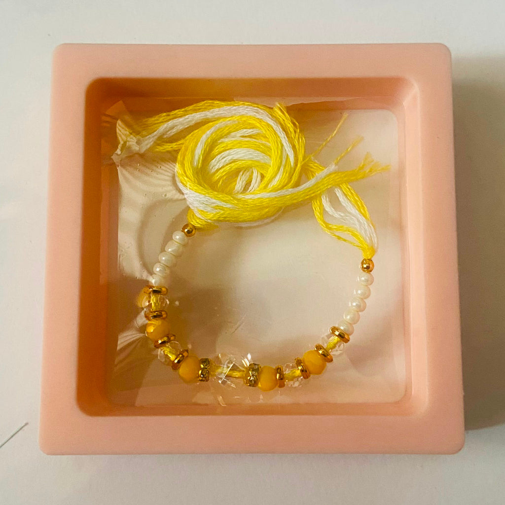 Sunshine Yellow Crystal Beads Rakhi