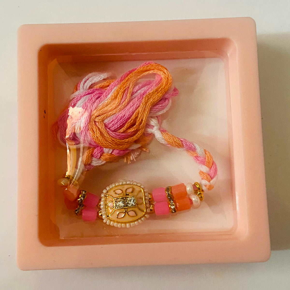 Pink Pearl Blossom Designer Rakhi