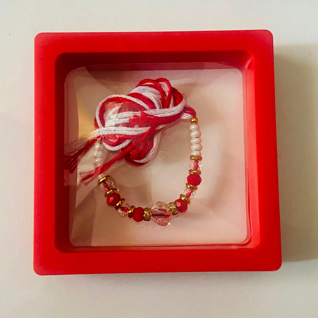 Classic Red Crystal Beads Rakhi