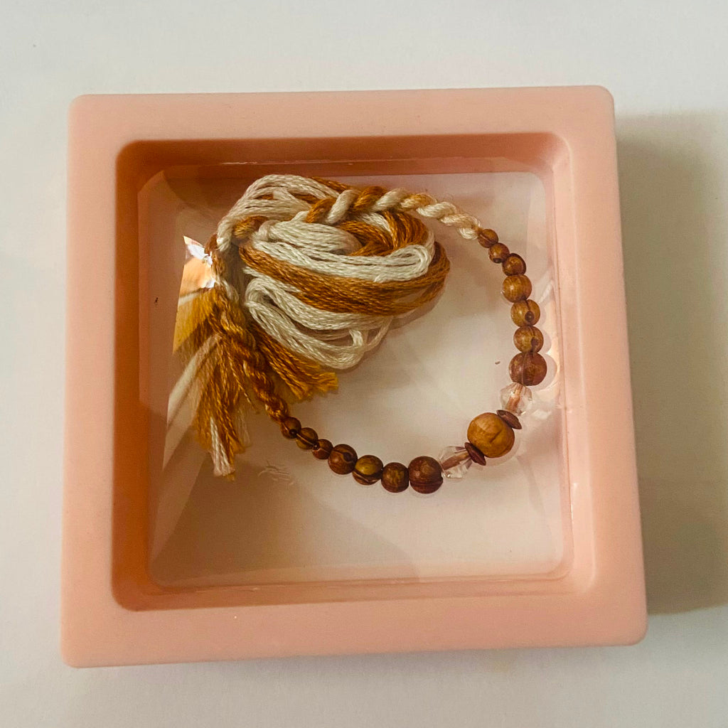 Natural Wood Crystal Beads Rakhi