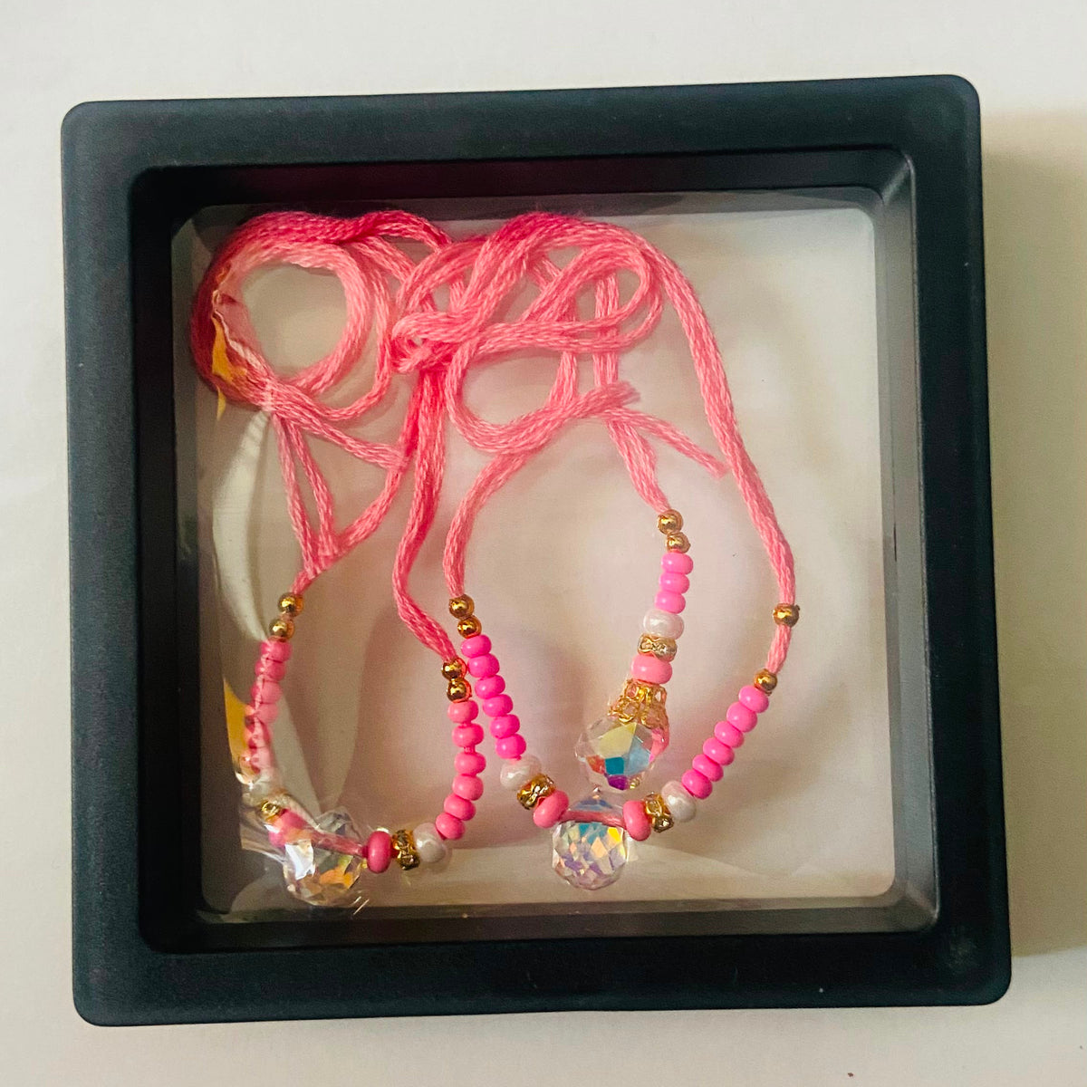 Pink Crystal Kids Rakhi Set