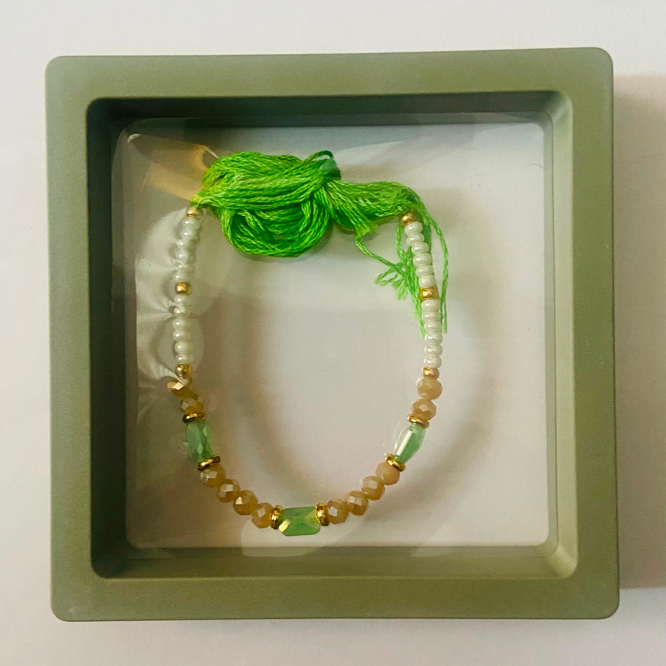 Green Pearl Crystal Beads Rakhi