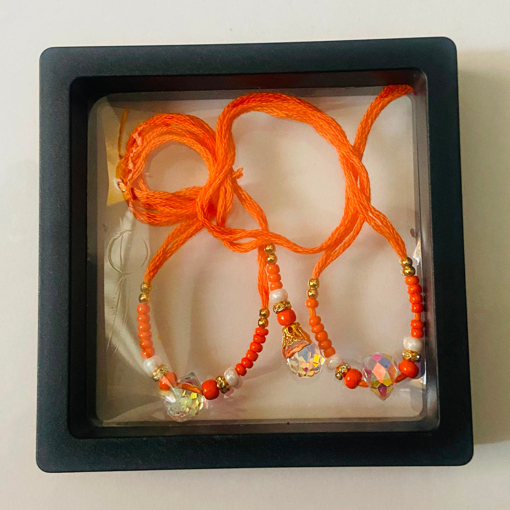 Orange Crystal Kids Rakhi Set