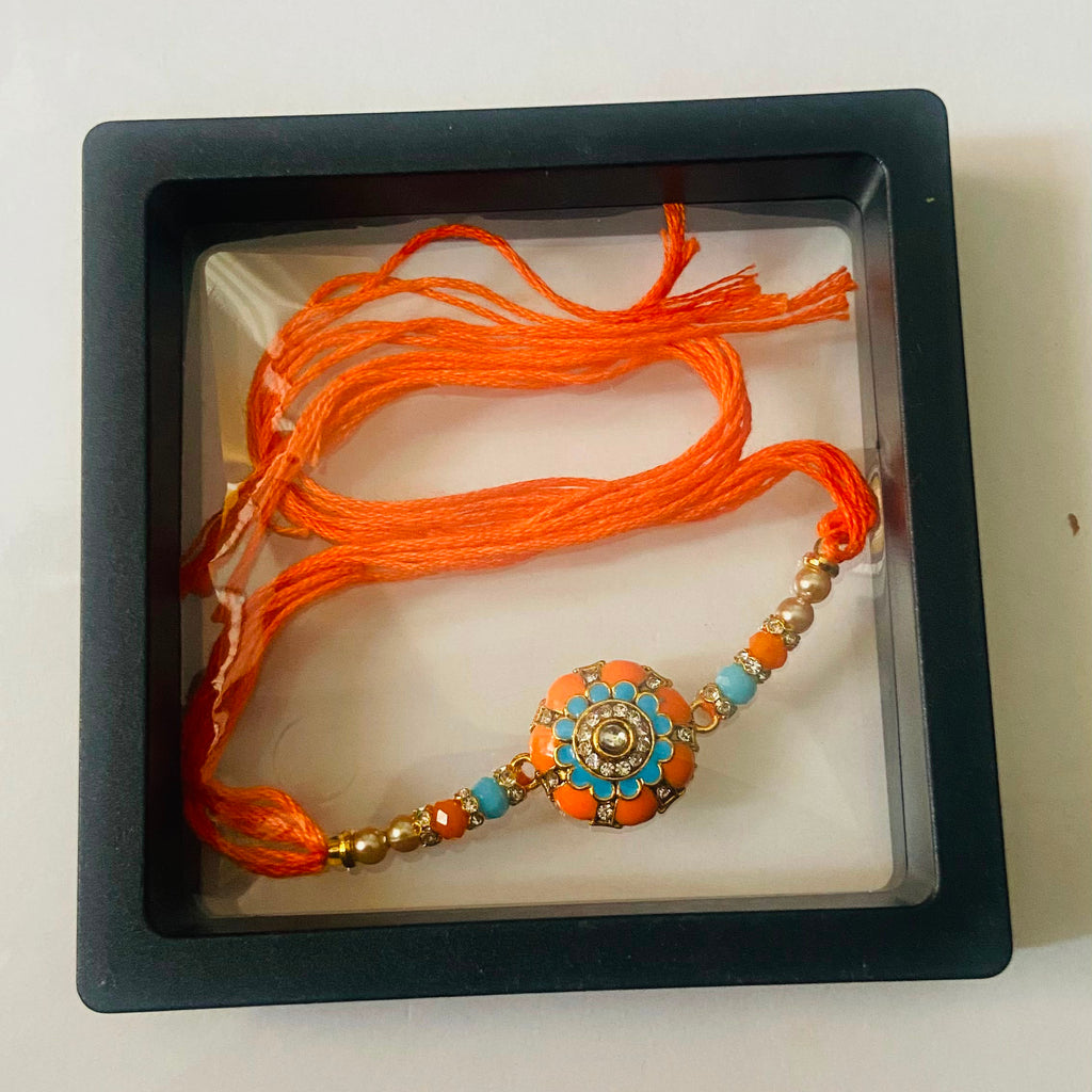 Turquoise Floral Designer Rakhi