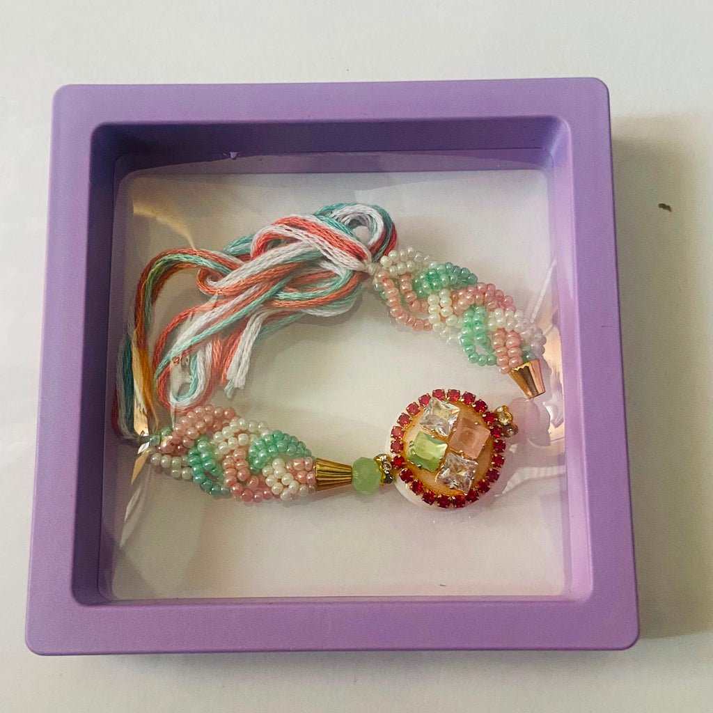 Pastel Pearl Crystal Designer Rakhi