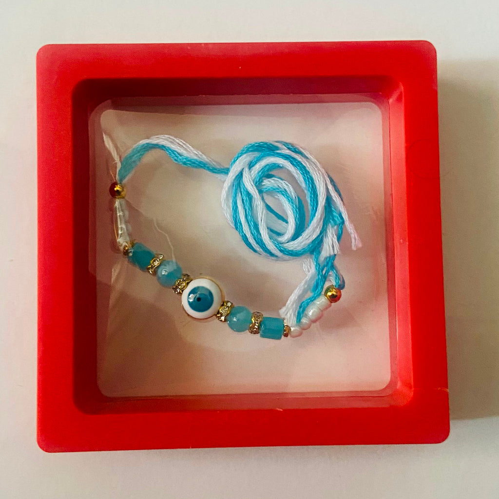 Sky Blue Evil Eye Beaded Rakhi