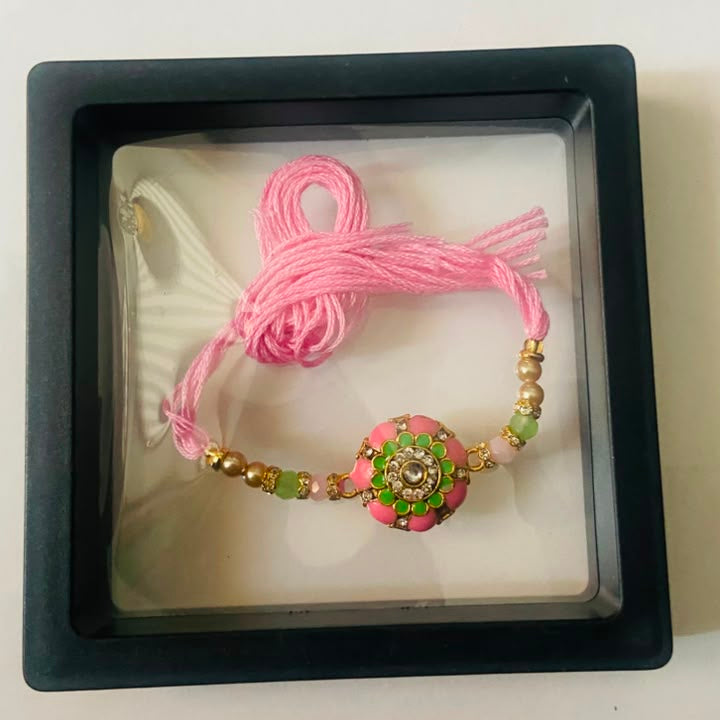 Pink Floral Blossom Designer Rakhi