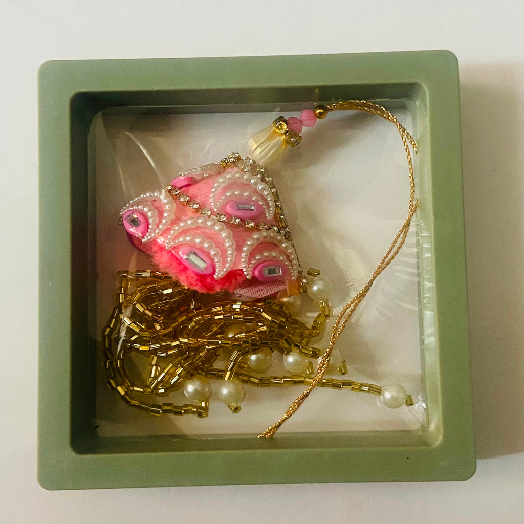 Pink Pearl Lumba Designer Rakhi