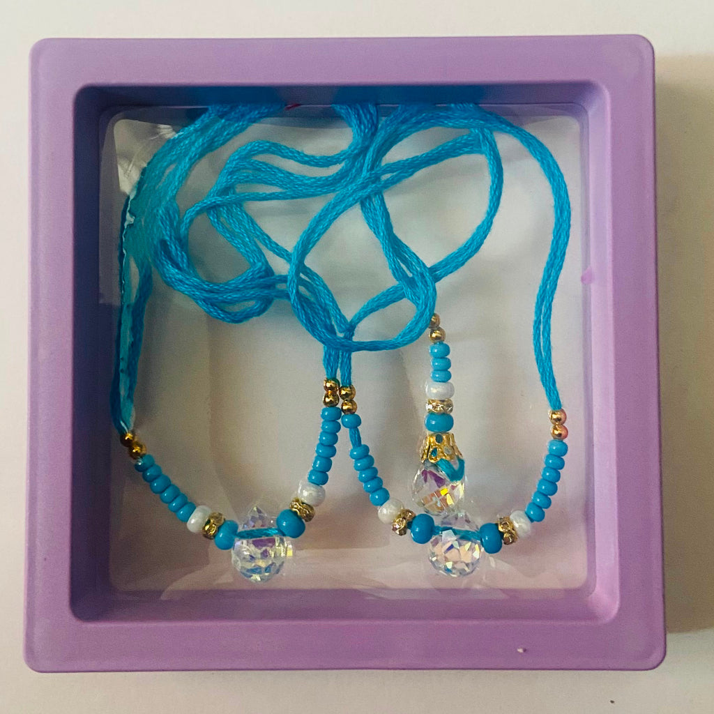 Aqua Crystal Twin Rakhi Set
